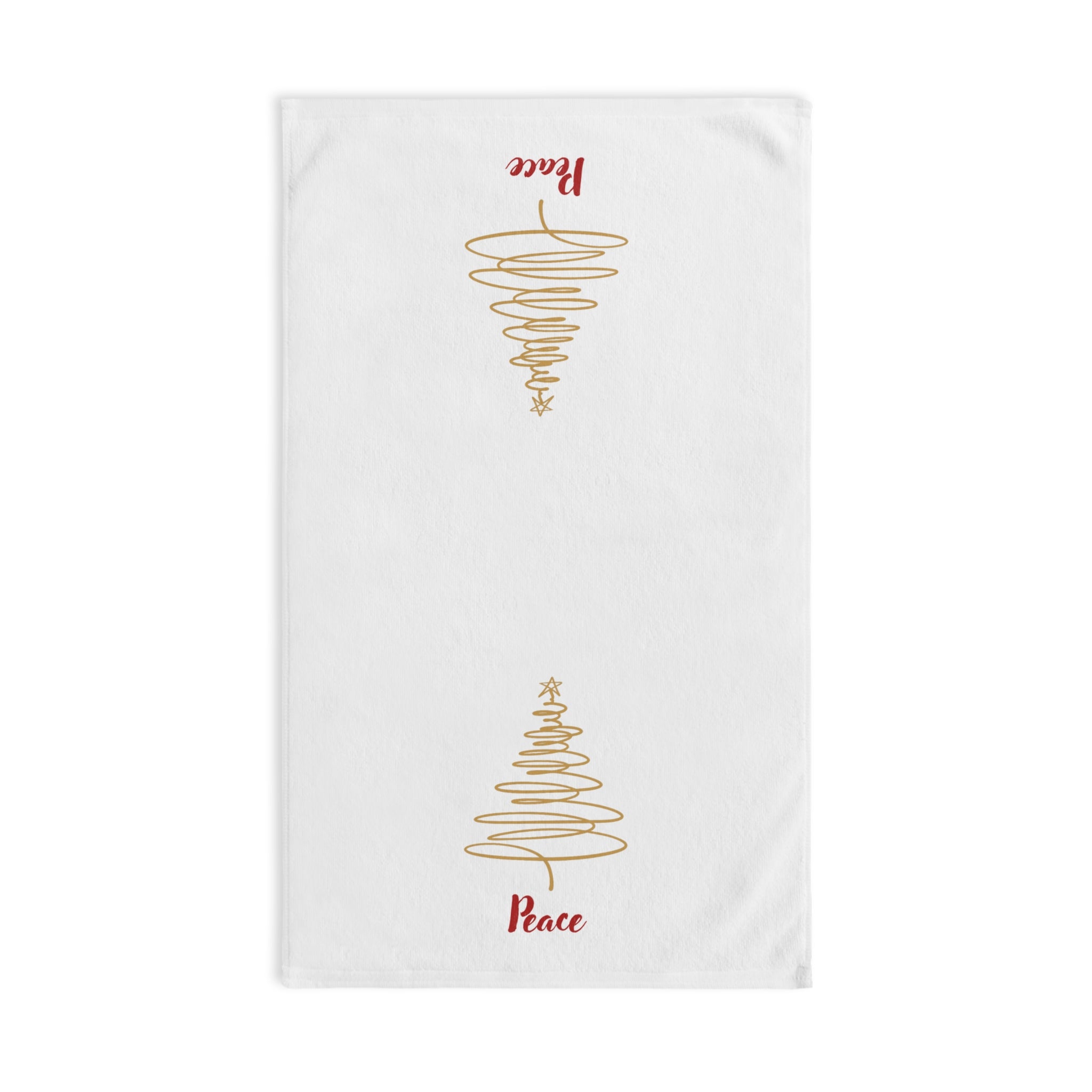 Peace - Minimalist Gold Christmas Tree Hand Towel