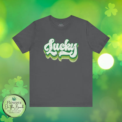 St Patrick's Day Lucky Tee, Simple Retro Unisex Jersey Shirt, Irish Shamrock Top, Green Clover T-Shirt Gift, Vintage Festival Clothing