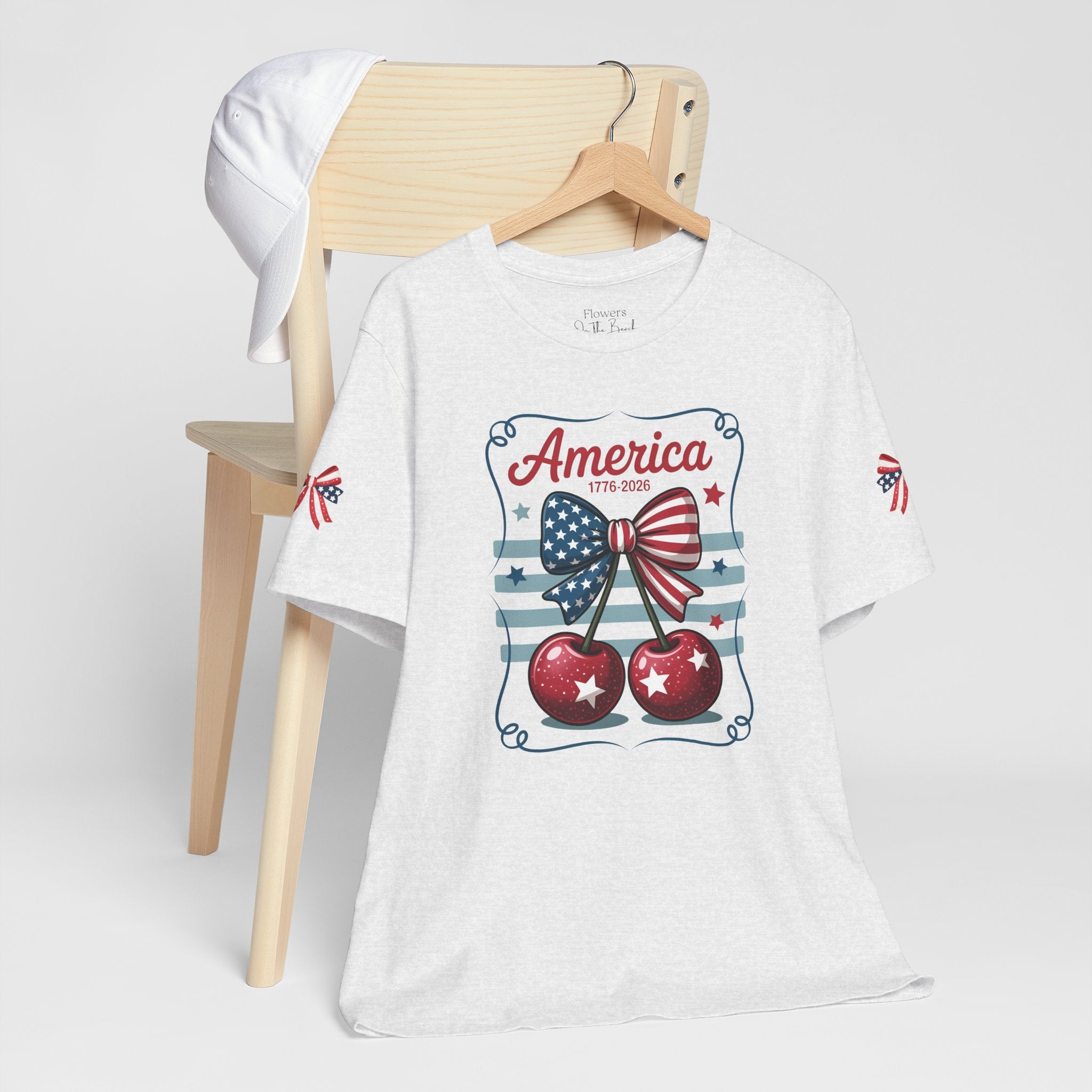 Patriotic 250th Cherries & Bows Tee — America's 250th Anniversary T-Shirt