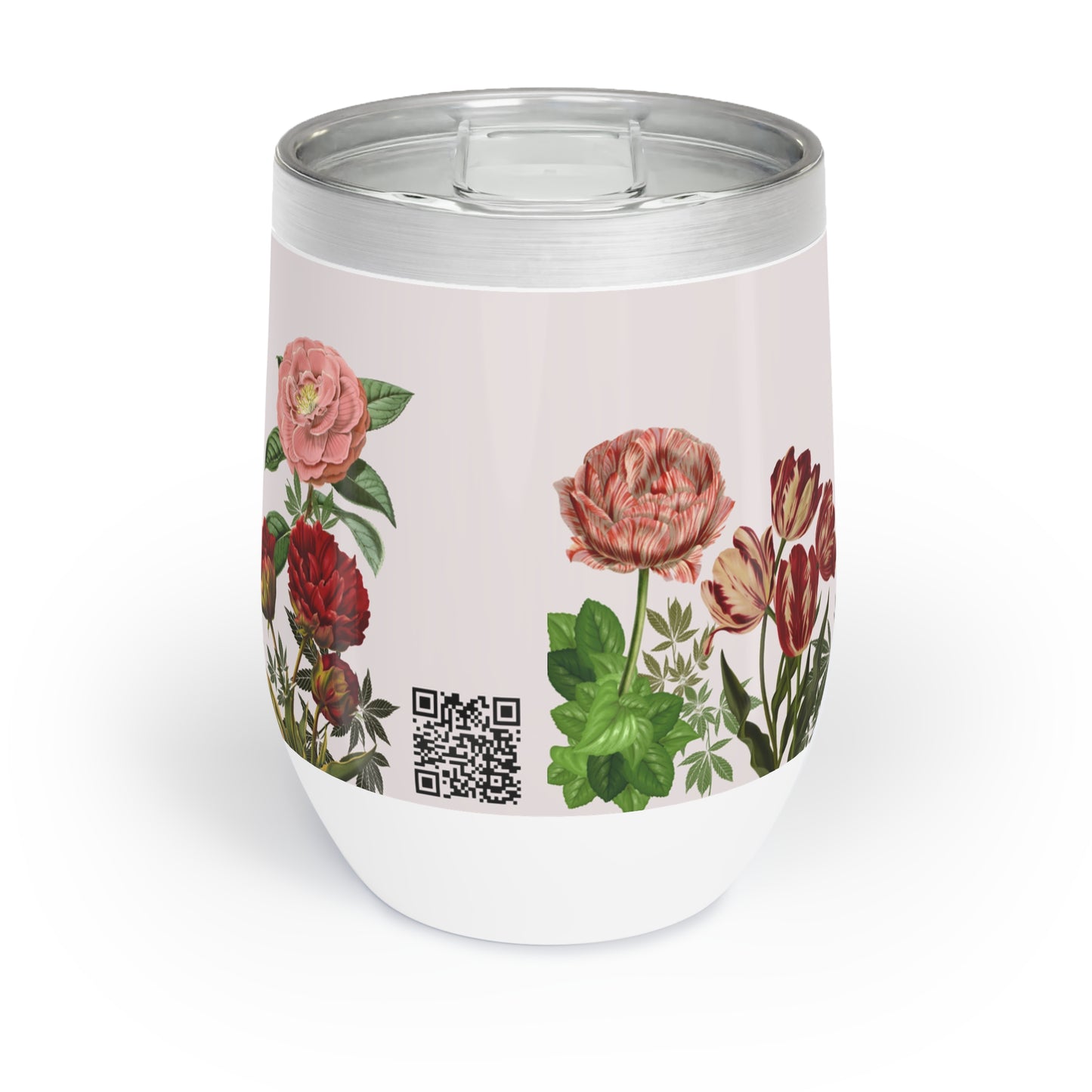 Wine Tumbler - Stylish Flowers and Cannabis Design, Classy Stoner Gift, Elegant Weed-lover Gift, 420