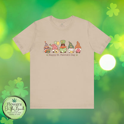 St Patrick's Day Tee, Gnomes Shirt, Happy St Patricks Day T-Shirt, Unisex Jersey, Holiday Gift, Green Clover Top