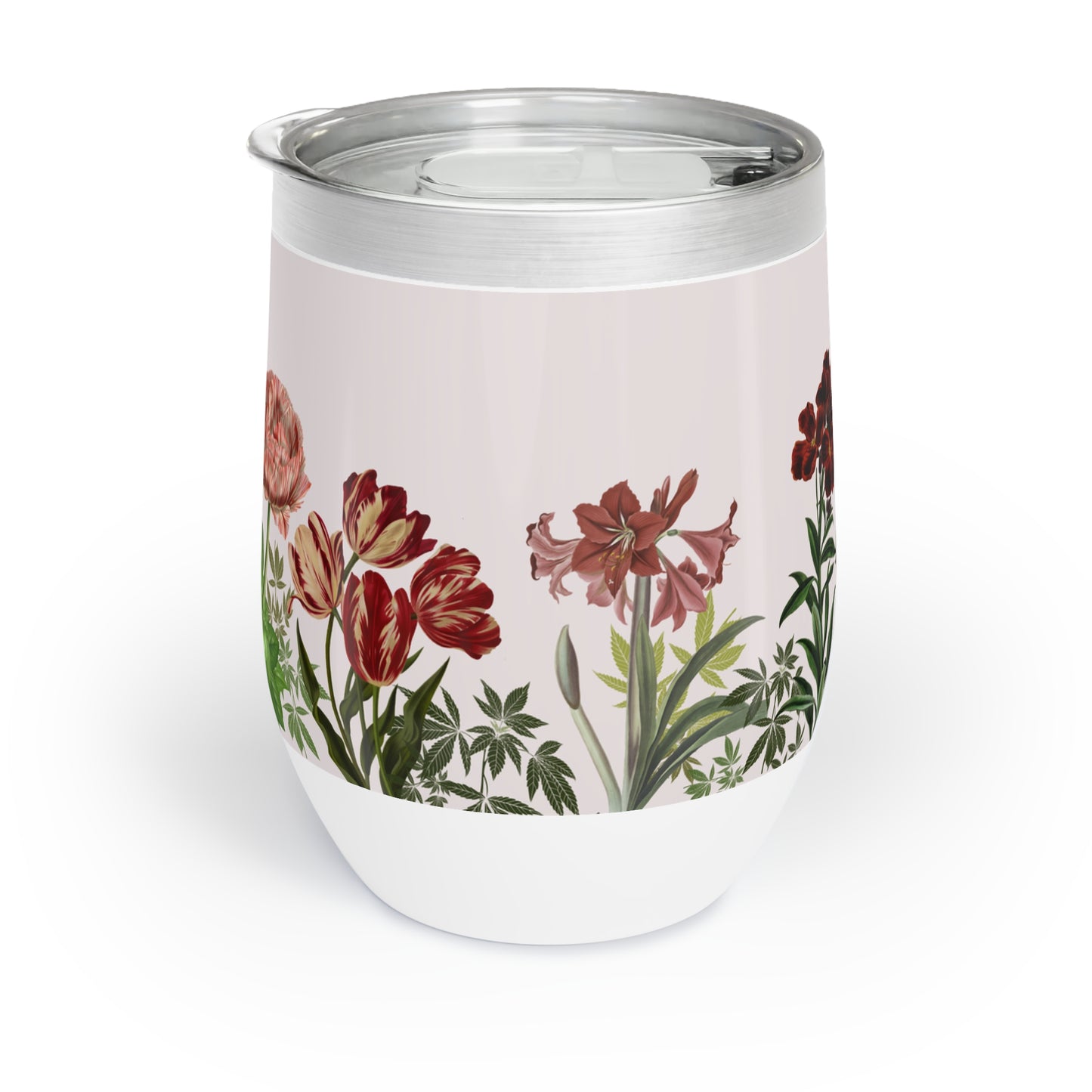 Wine Tumbler - Stylish Flowers and Cannabis Design, Classy Stoner Gift, Elegant Weed-lover Gift, 420
