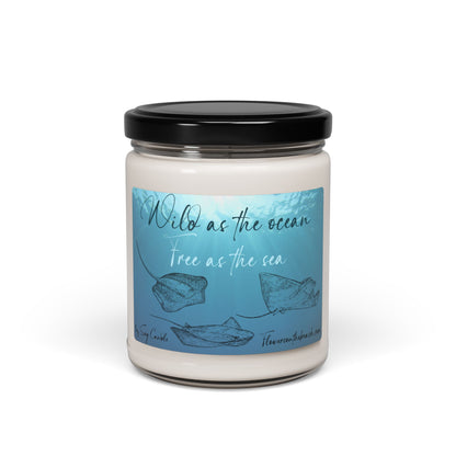 Scented Candle, Peaceful Manta Ray, Ocean Theme Home Decor, Relaxation Gift, Soy Wax, Creatures of the Sea Candle, Stocking Stuffer