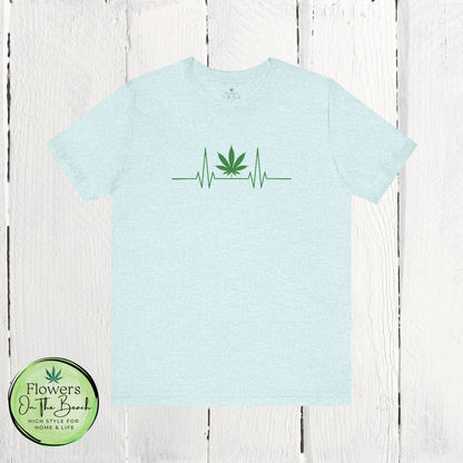 Weed Leaf Heartbeat T-Shirt, Marijuana Plant Tee, Cannabis Lover Shirt, 420 Gift, Unisex Jersey Top