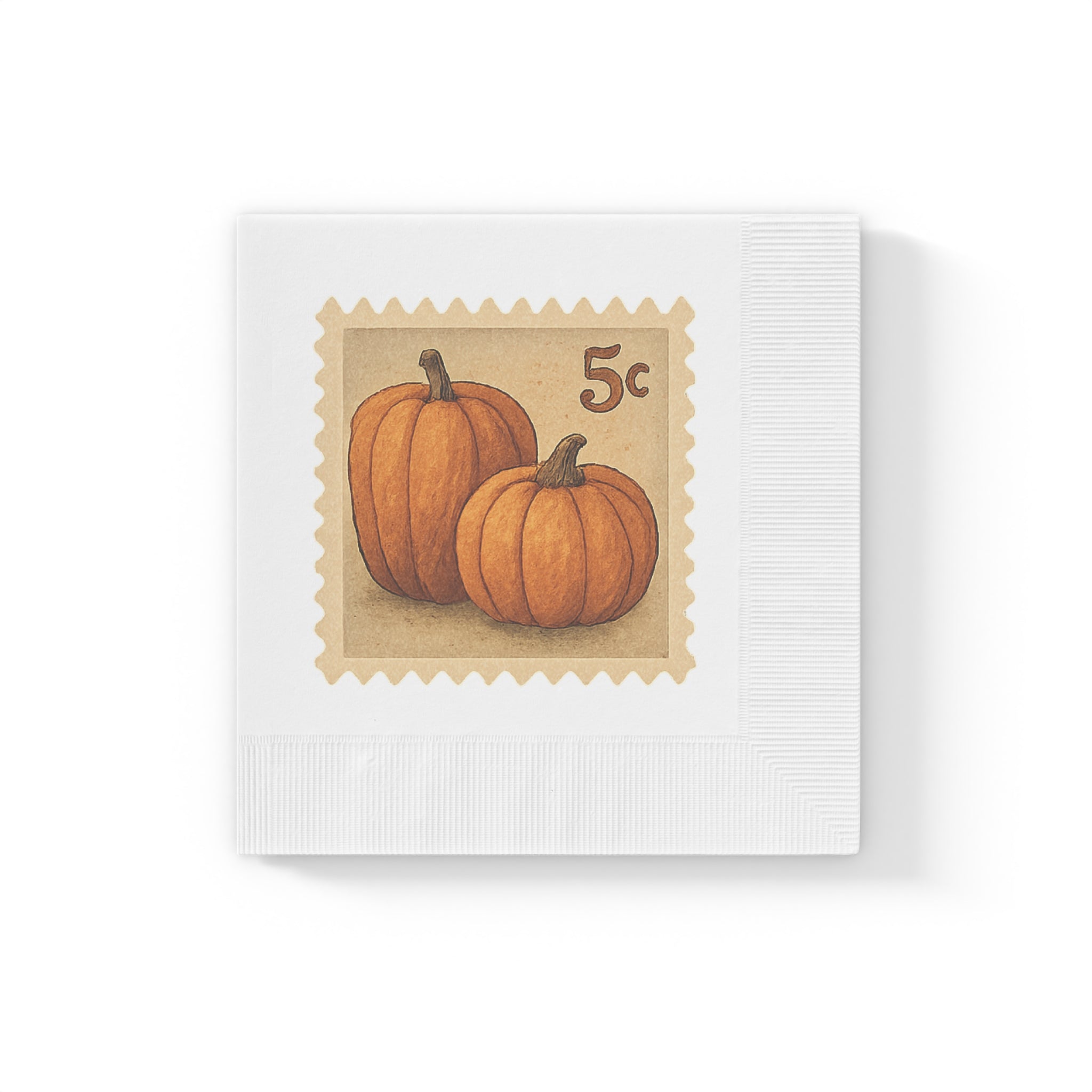 Vintage Fall Pumpkin Postage Stamp Napkins
