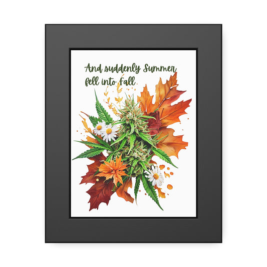 Framed Art Poster, Autumn Art, Cannabis and Autumn Leaves, 420 Stoner Poster, Fall Decor