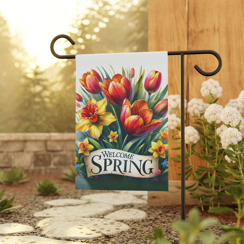 Welcome Spring Flower Garden Banner
