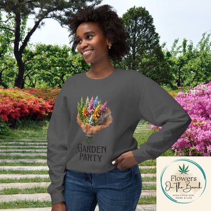 Garden Party Lightweight Crewneck, Stoner Valentines Gift, Floral Stoner Jumper, Marijuana Lover Shirt, 420 Humor Tshirt, Cannabis Humor