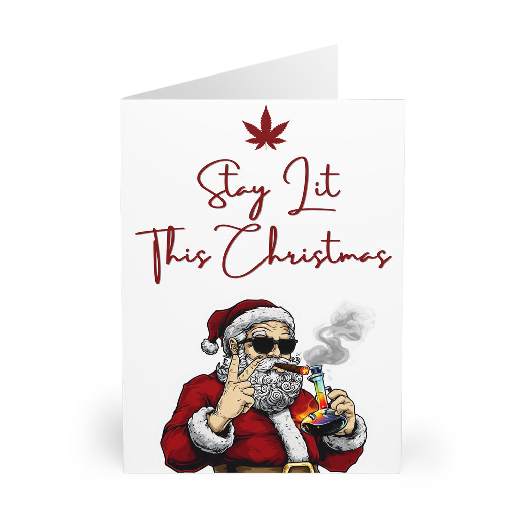 Stylish Cannabis-Inspired Greeting Cards (set of 5), Stoner Holiday Card, 420 Greeting Card, Santa Card, Unique Christmas Card
