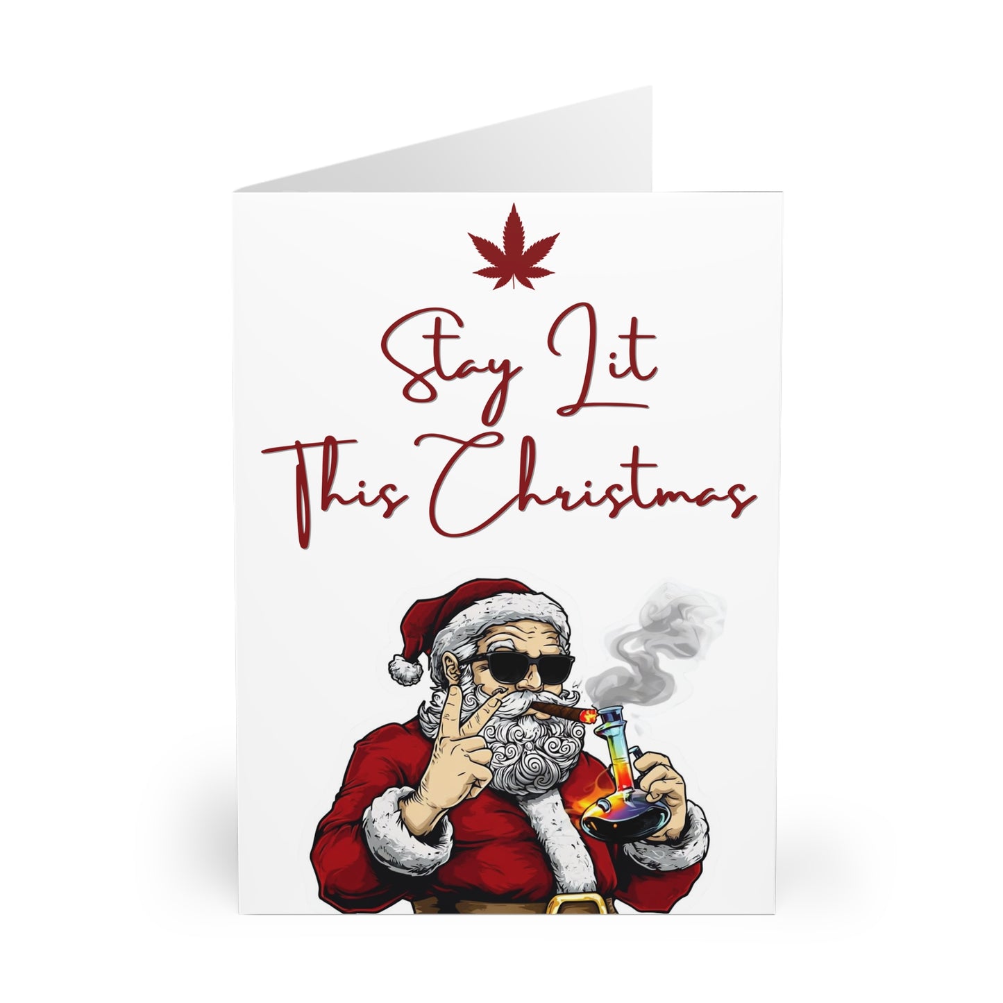 Stylish Cannabis-Inspired Greeting Cards (set of 5), Stoner Holiday Card, 420 Greeting Card, Santa Card, Unique Christmas Card