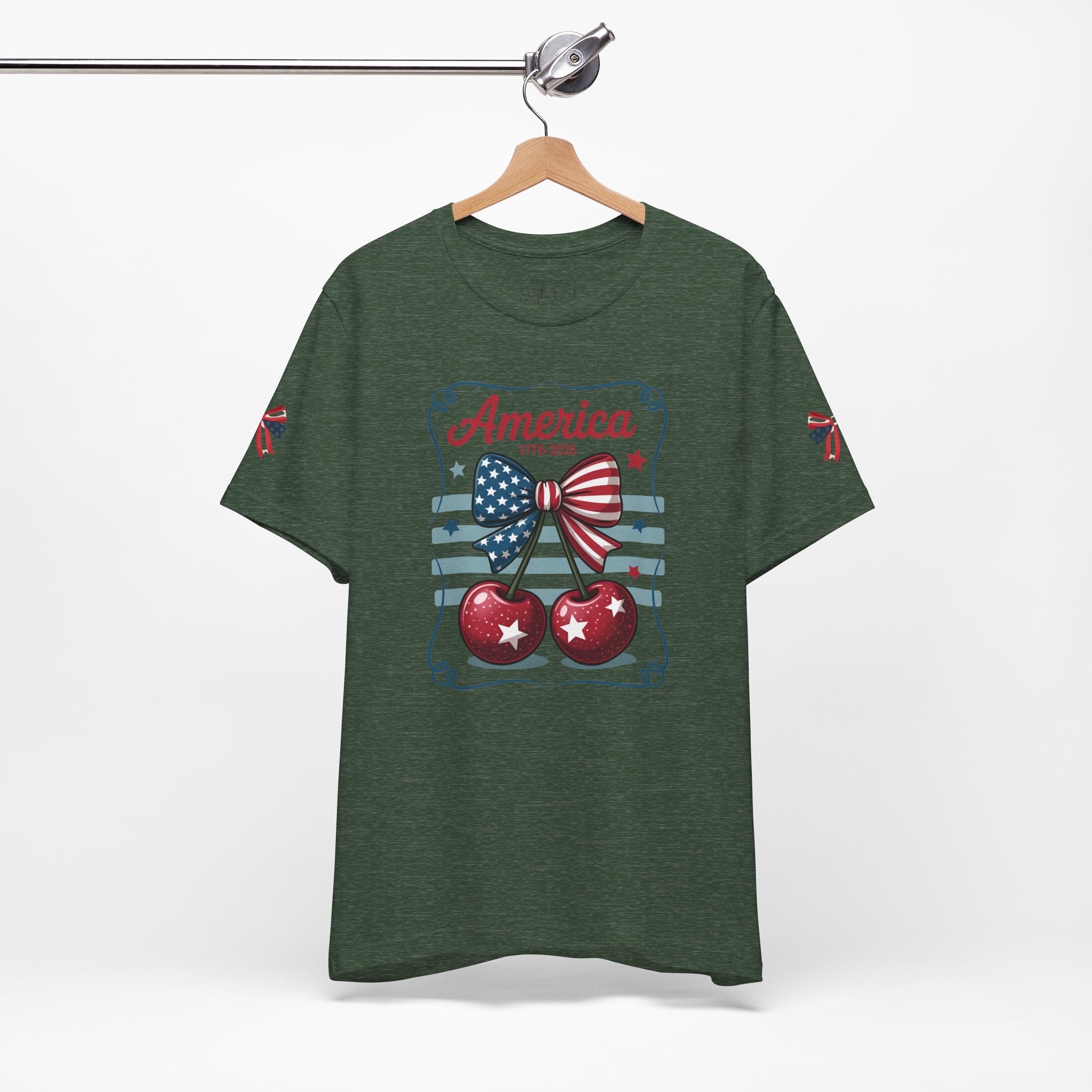 Patriotic 250th Cherries & Bows Tee — America's 250th Anniversary T-Shirt