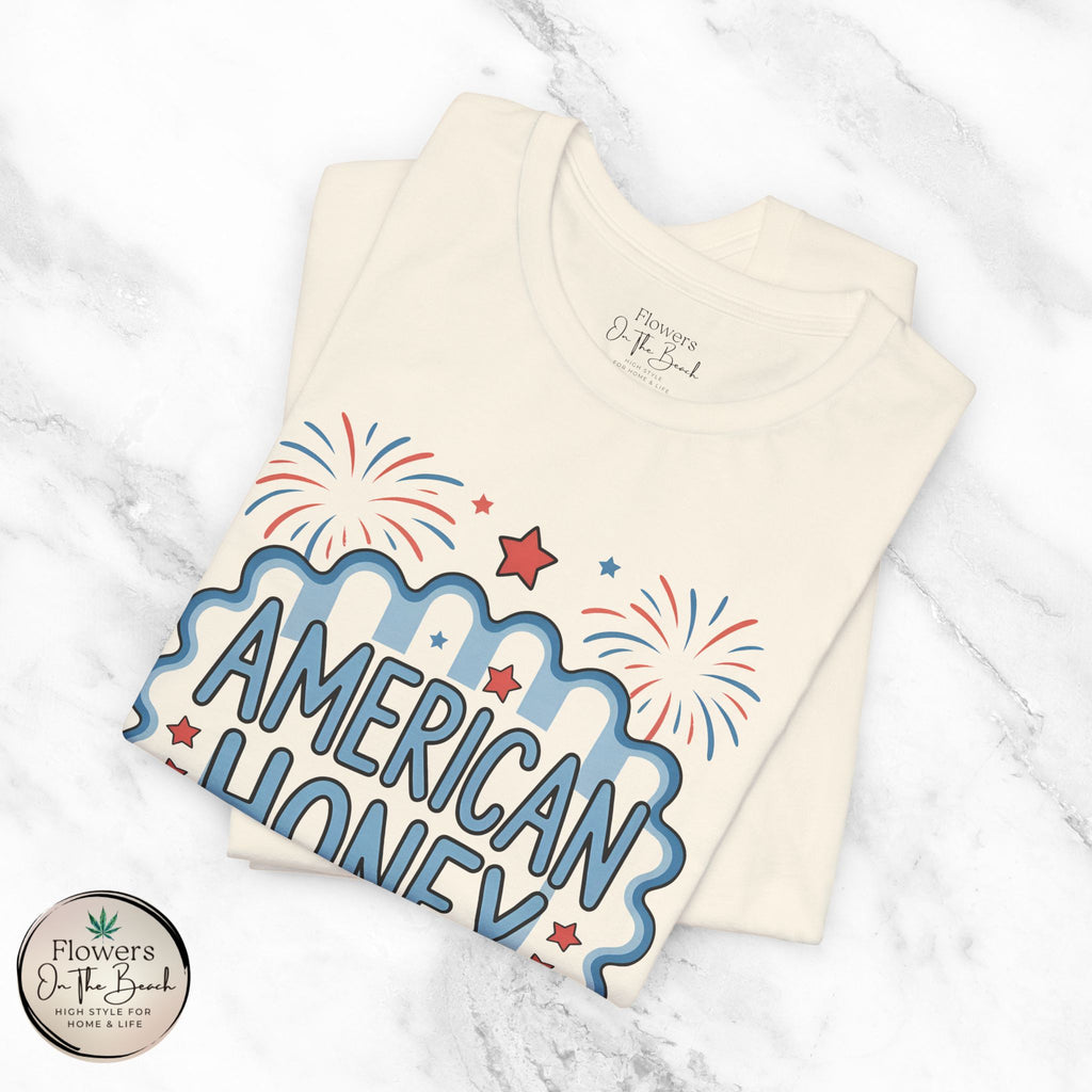 American Honey Fireworks and Bows Tee | Red White Blue Patriotic