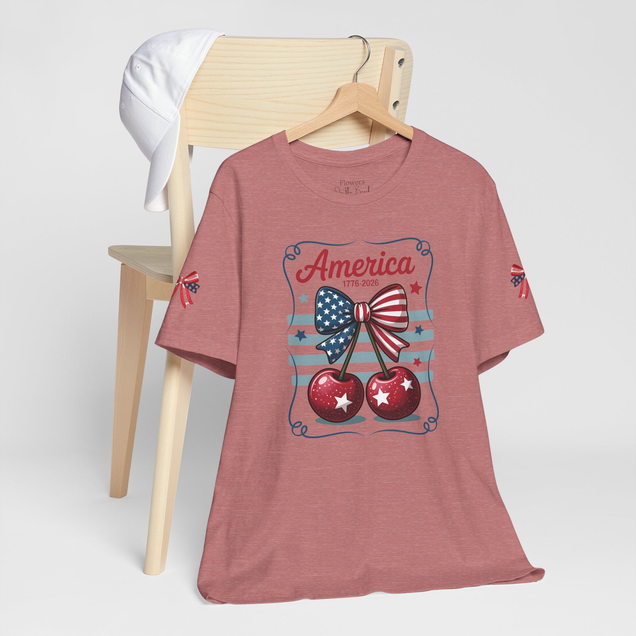 Patriotic 250th Cherries & Bows Tee — America's 250th Anniversary T-Shirt