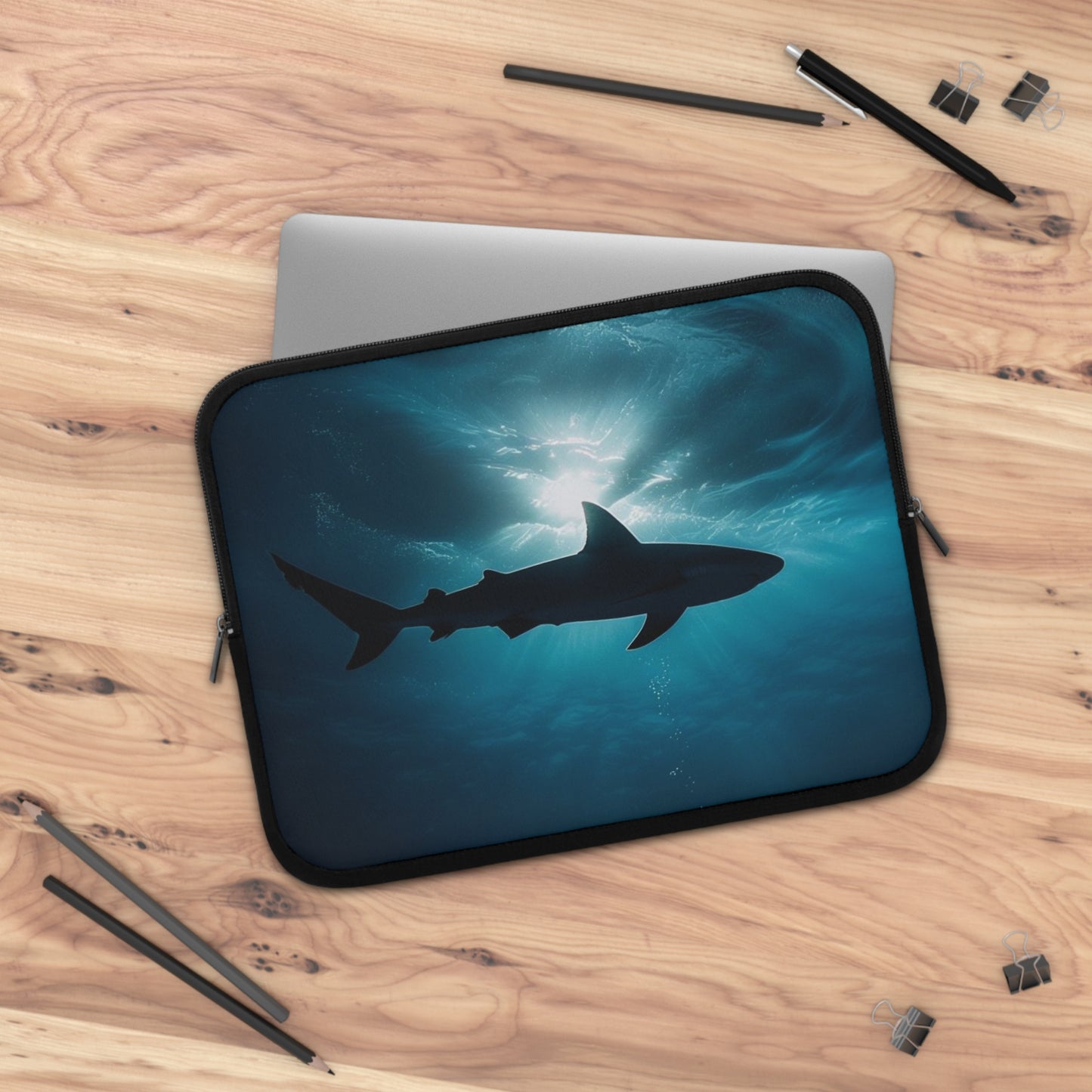 Shark Laptop Sleeve, Whitetip Shark, Shark Lover Gift, Ocean Animal Tech Case, Marine Life Computer Cover