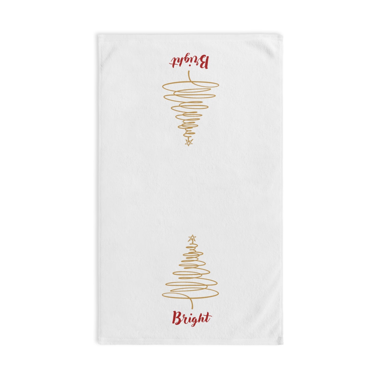 Bright - Minimalist Gold Christmas Tree Hand Towel, Holiday Kitchen Decor, Festive Tea Towel, Modern Xmas Bathroom Towel