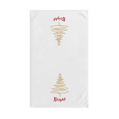 Bright - Minimalist Gold Christmas Tree Hand Towel, Holiday Kitchen Decor, Festive Tea Towel, Modern Xmas Bathroom Towel