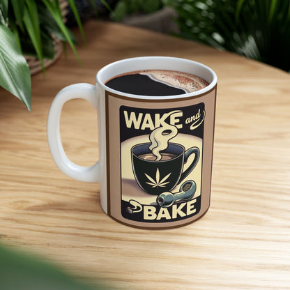 Wake and Bake 11 oz Ceramic Mug, Stoner Birthday Gifts, Stoner Christmas Gifts, Stoner Coffee Mug, 420 Coffee Mug, Stoner Xmas Gift