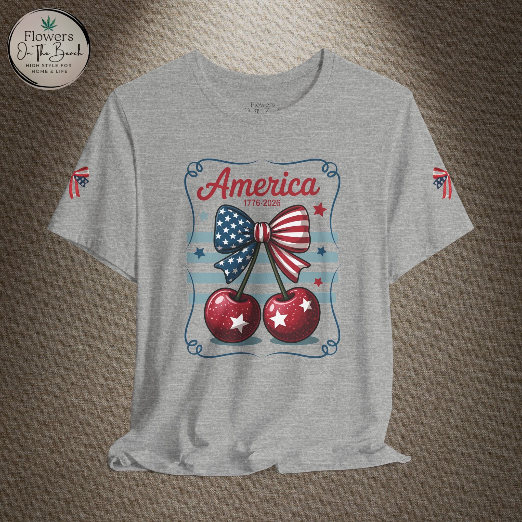 Patriotic 250th Cherries & Bows Tee — America's 250th Anniversary T-Shirt