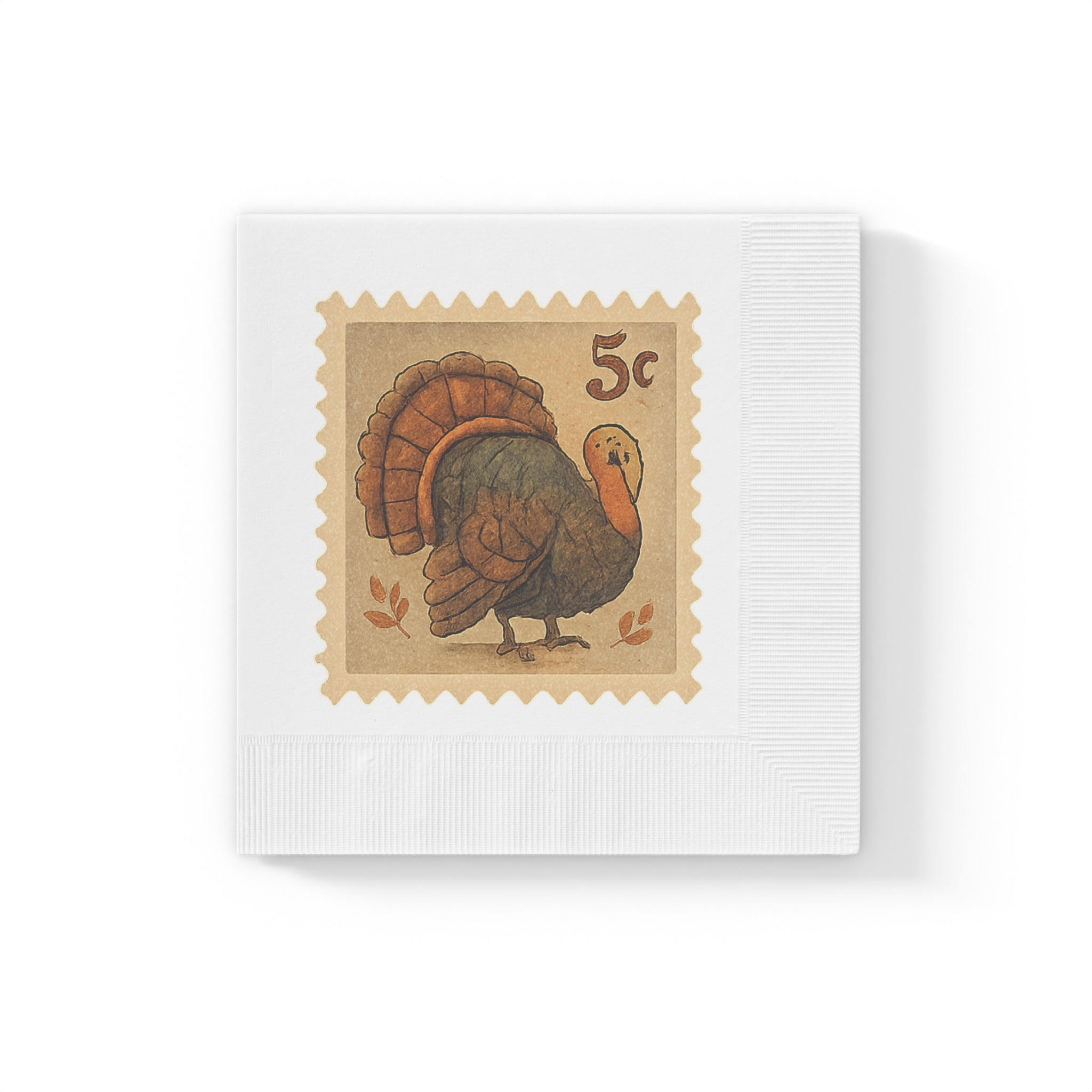 Vintage Fall Turkey Postage Stamp Napkins