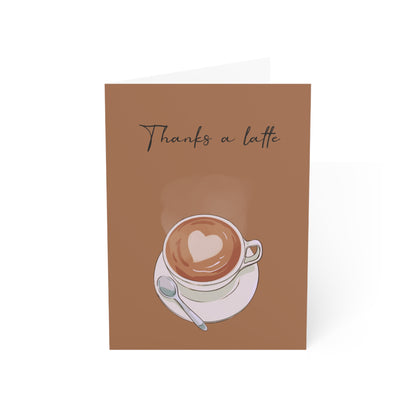 Blank Note Cards, Coffee Card,  Thanks a Latte Greeting Card, Thank you Card, Coffee Lover Card, Coffee Theme Note Card, Appreciation Card