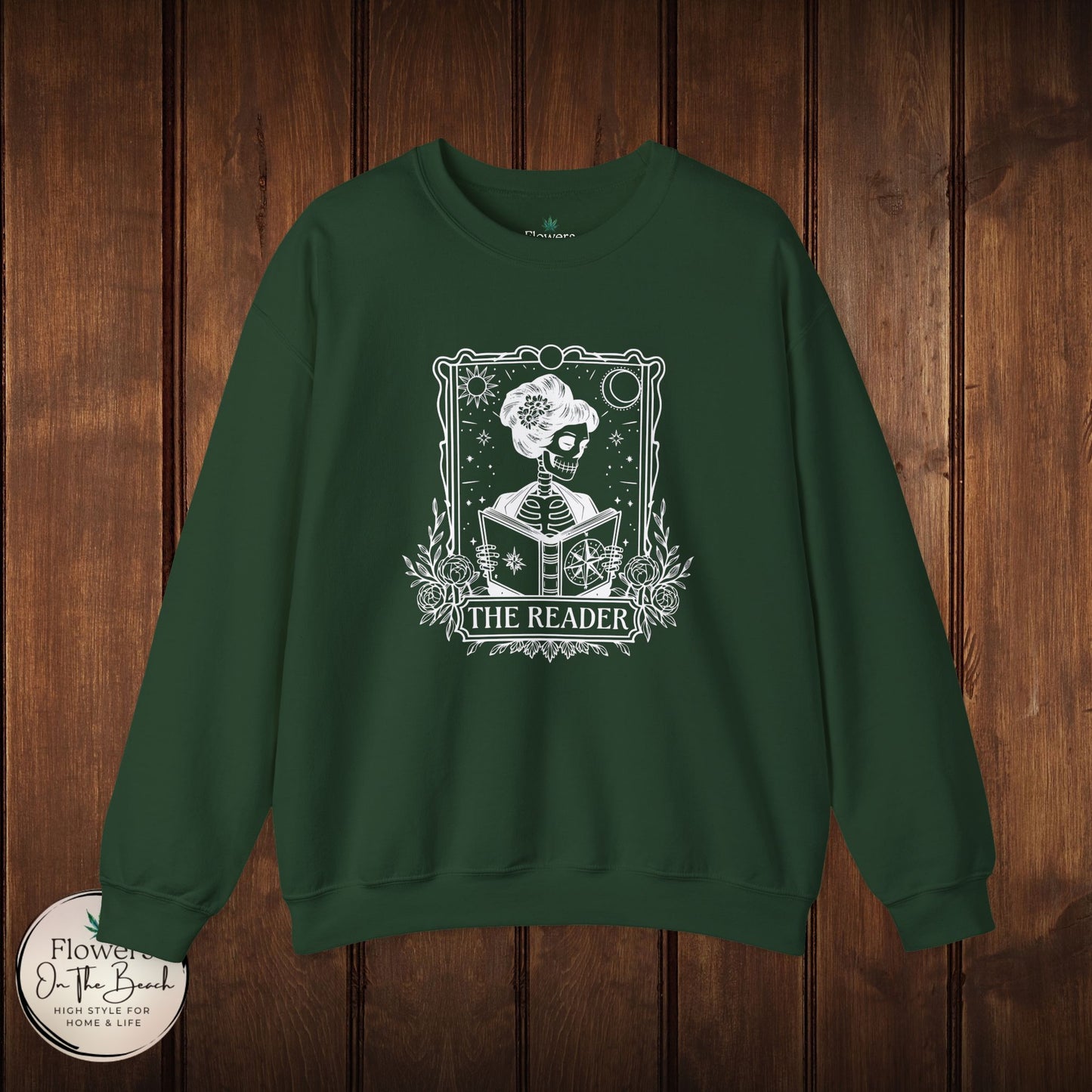 Tarot Card Skeleton Sweatshirt, The Reader Graphic Design, Gift for Tarot Lovers, Skeleton Clothing, Gothic Sweatshirt, Book Lover Apparel