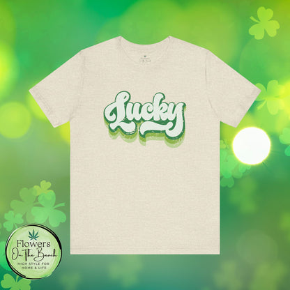 St Patrick's Day Lucky Tee, Simple Retro Unisex Jersey Shirt, Irish Shamrock Top, Green Clover T-Shirt Gift, Vintage Festival Clothing