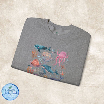 Ocean Lover Sweatshirt, Marine Animals Unisex Crewneck Jumper, Ocean Life Pullover, Nautical Sweatshirt, Sea Creatures Sweater