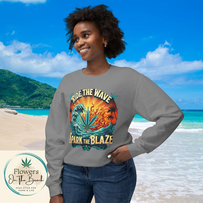 Stoner Long-Sleeved T, Stoner Tshirt Gift, Ride the Wave Spark the Blaze, Lightweight Sweatshirt, Gift for Stoner Friend, 420 Sweatshirt