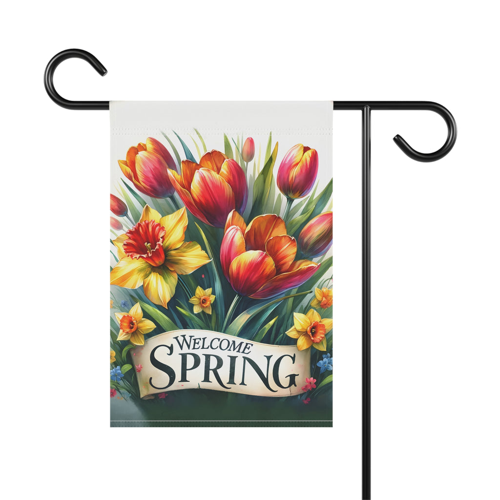 Welcome Spring Flower Garden Banner