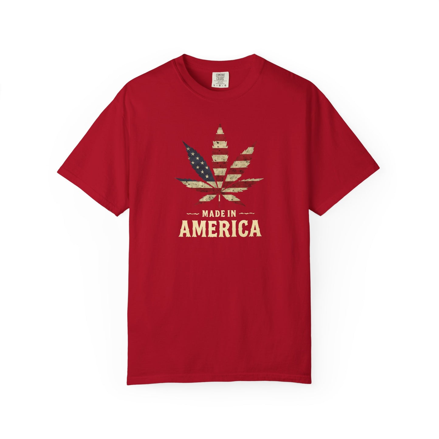 Patriotic Cannabis T-Shirt, Unisex Graphic Tee, 4th of July Shirt, Festival Wear, Gift for Stoners, USA Flag Weed Shirt, Unisex Garment-Dyed
