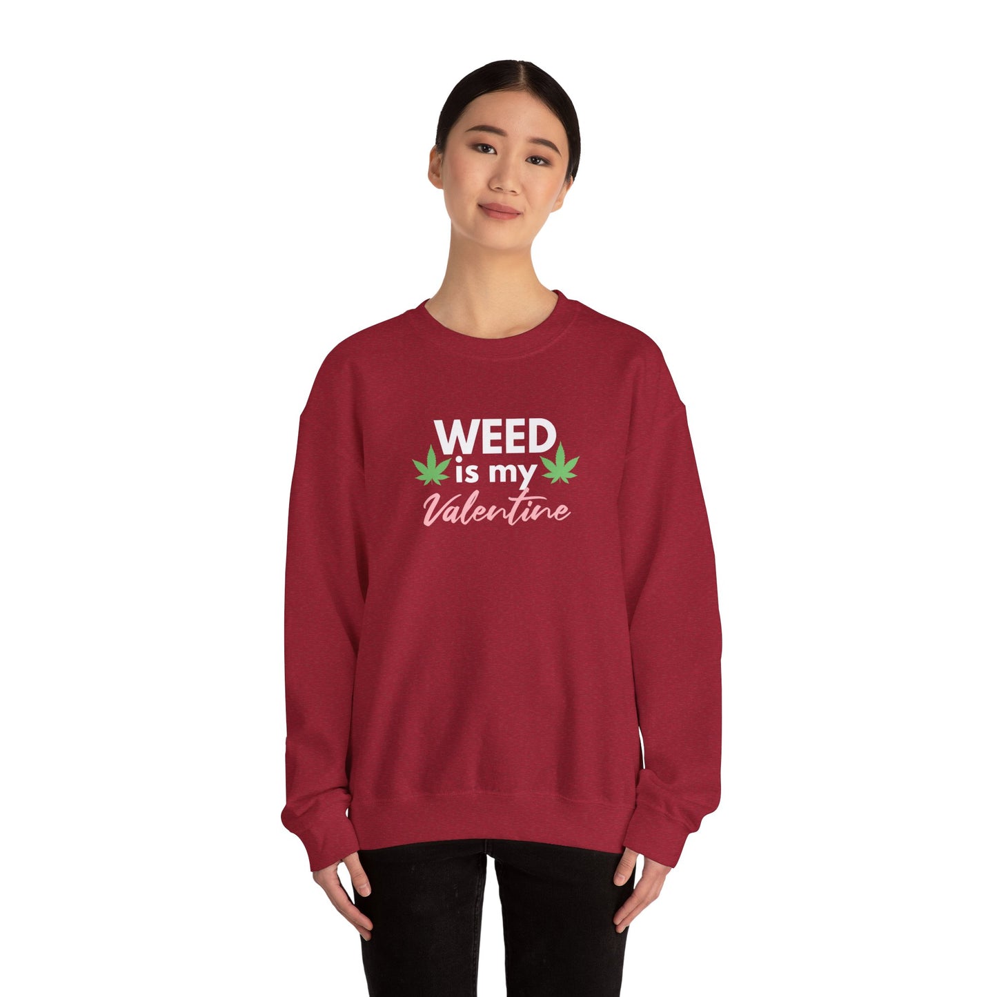 Valentine's Day Weed Long Sleeve Sweatshirt, Unisex Shirt Gift, Weed Lover Clothing, Funny Valentine Apparel, Cannabis Crewneck Jumper,