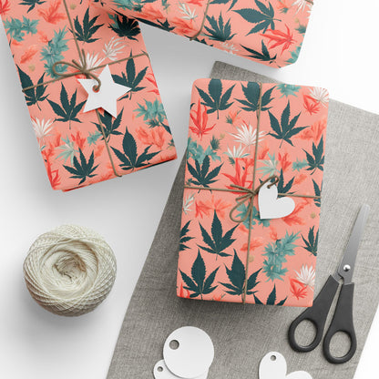 Cute Cannabis Xmas Gift Wrap, Holiday Weed Themed Gift Wrap, Festive Marijuana Design, Xmas Pot Leaf Gift Wrap, Ganja, 420 Wrapping Paper