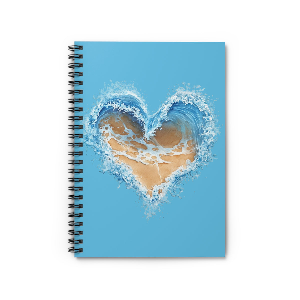 Ocean Heart Spiral Notebook — Beach Wave Ruled Journal