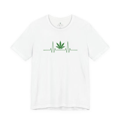 Weed Leaf Heartbeat T-Shirt, Marijuana Plant Tee, Cannabis Lover Shirt, 420 Gift, Unisex Jersey Top
