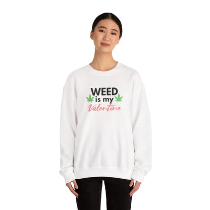 Valentine's Day Weed Long Sleeve Sweatshirt, Unisex Shirt Gift, Weed Lover Clothing, Funny Valentine Apparel, Cannabis Crewneck Jumper,