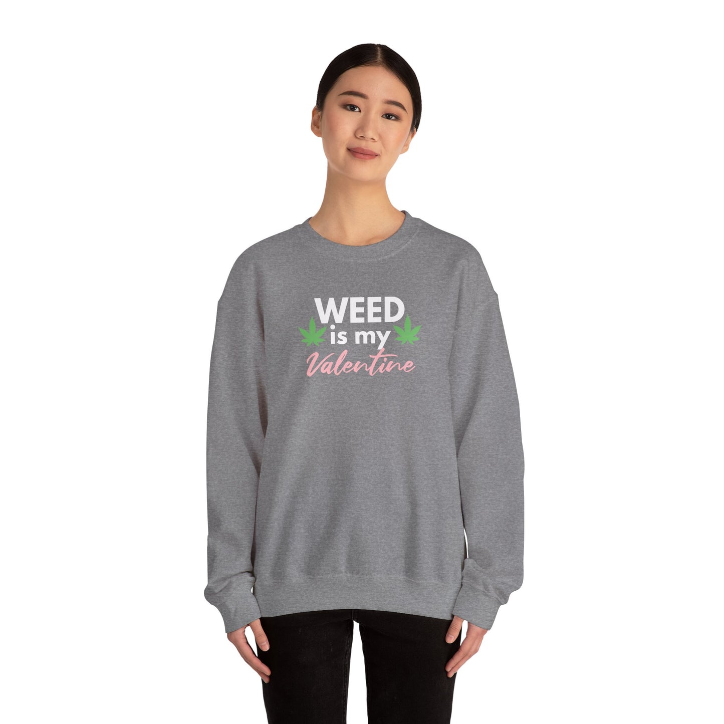 Valentine's Day Weed Long Sleeve Sweatshirt, Unisex Shirt Gift, Weed Lover Clothing, Funny Valentine Apparel, Cannabis Crewneck Jumper,