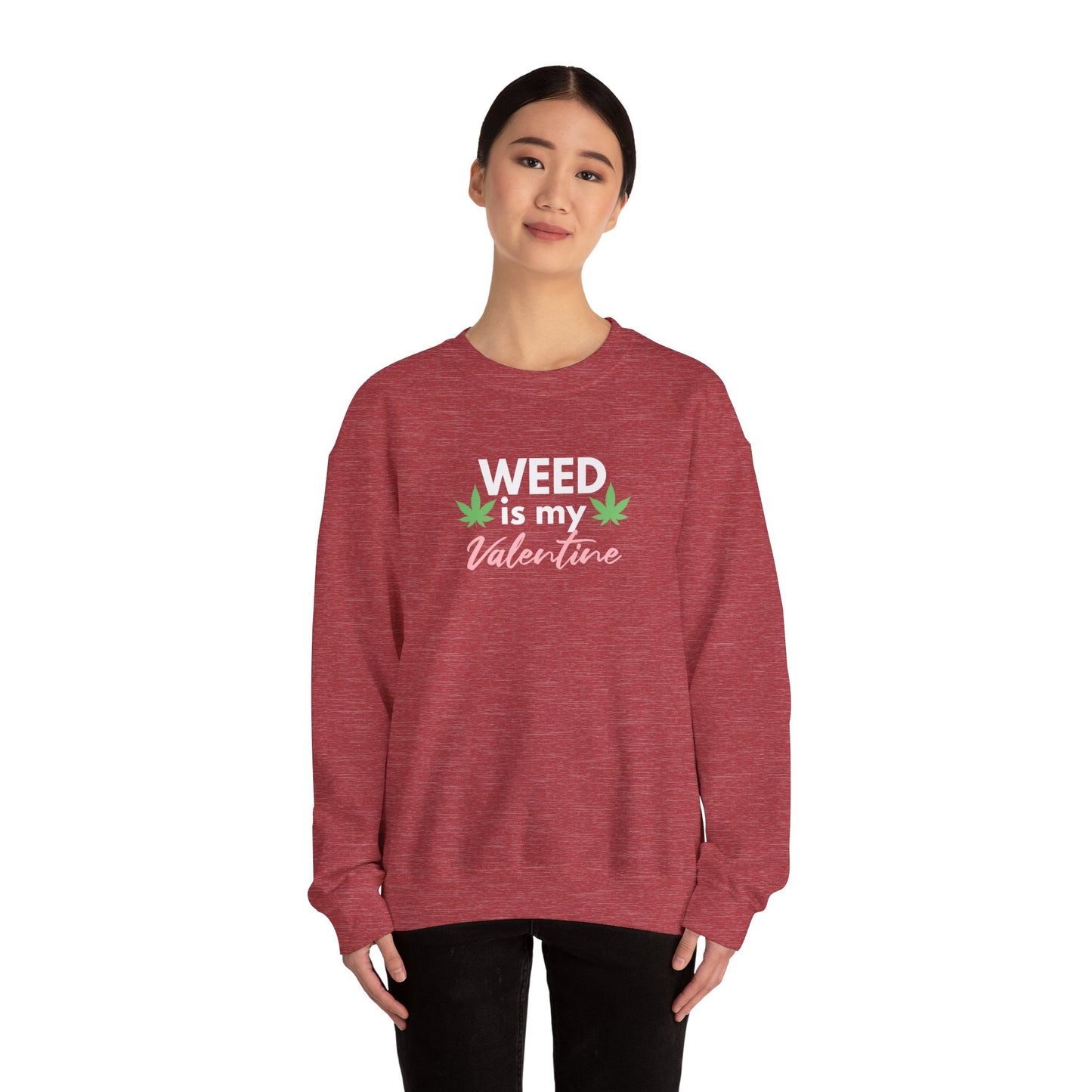 Valentine's Day Weed Long Sleeve Sweatshirt, Unisex Shirt Gift, Weed Lover Clothing, Funny Valentine Apparel, Cannabis Crewneck Jumper,