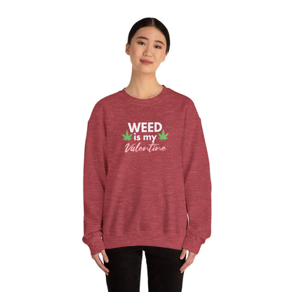 Valentine's Day Weed Long Sleeve Sweatshirt, Unisex Shirt Gift, Weed Lover Clothing, Funny Valentine Apparel, Cannabis Crewneck Jumper,
