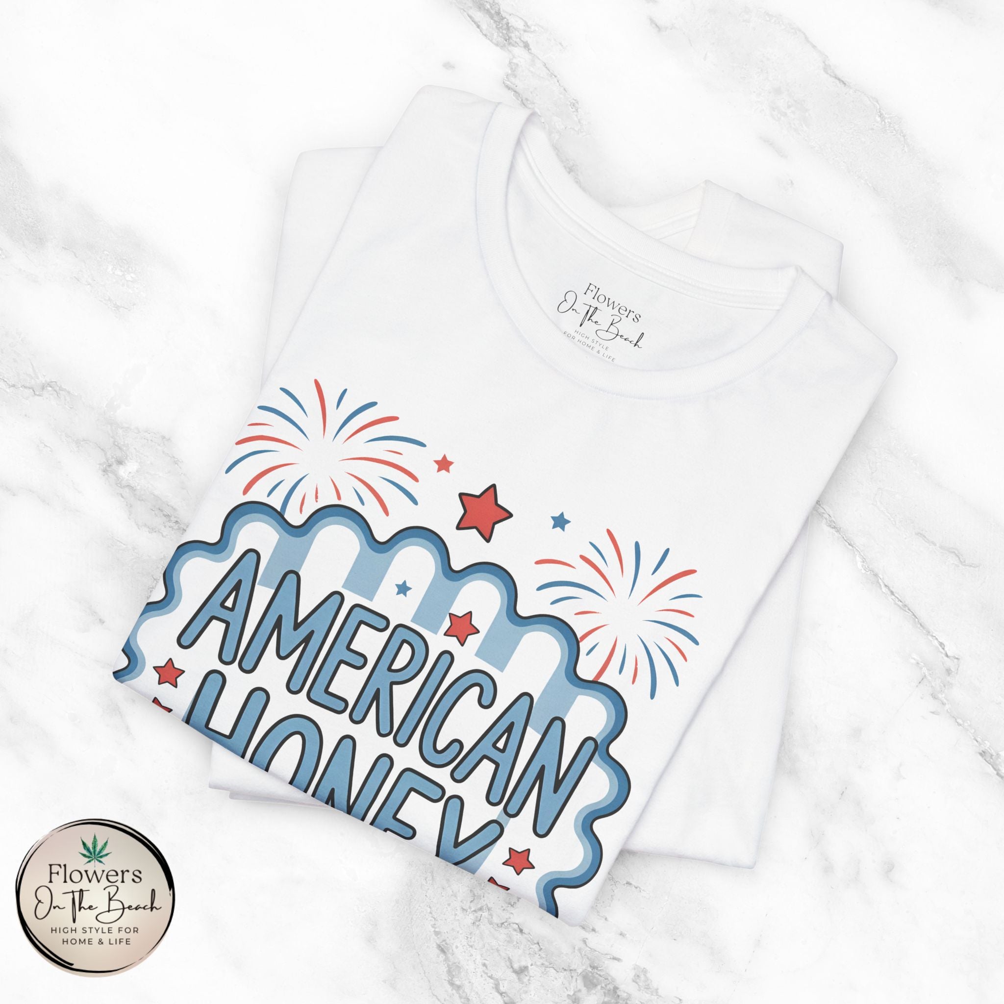 American Honey Fireworks and Bows Tee | Red White Blue Patriotic