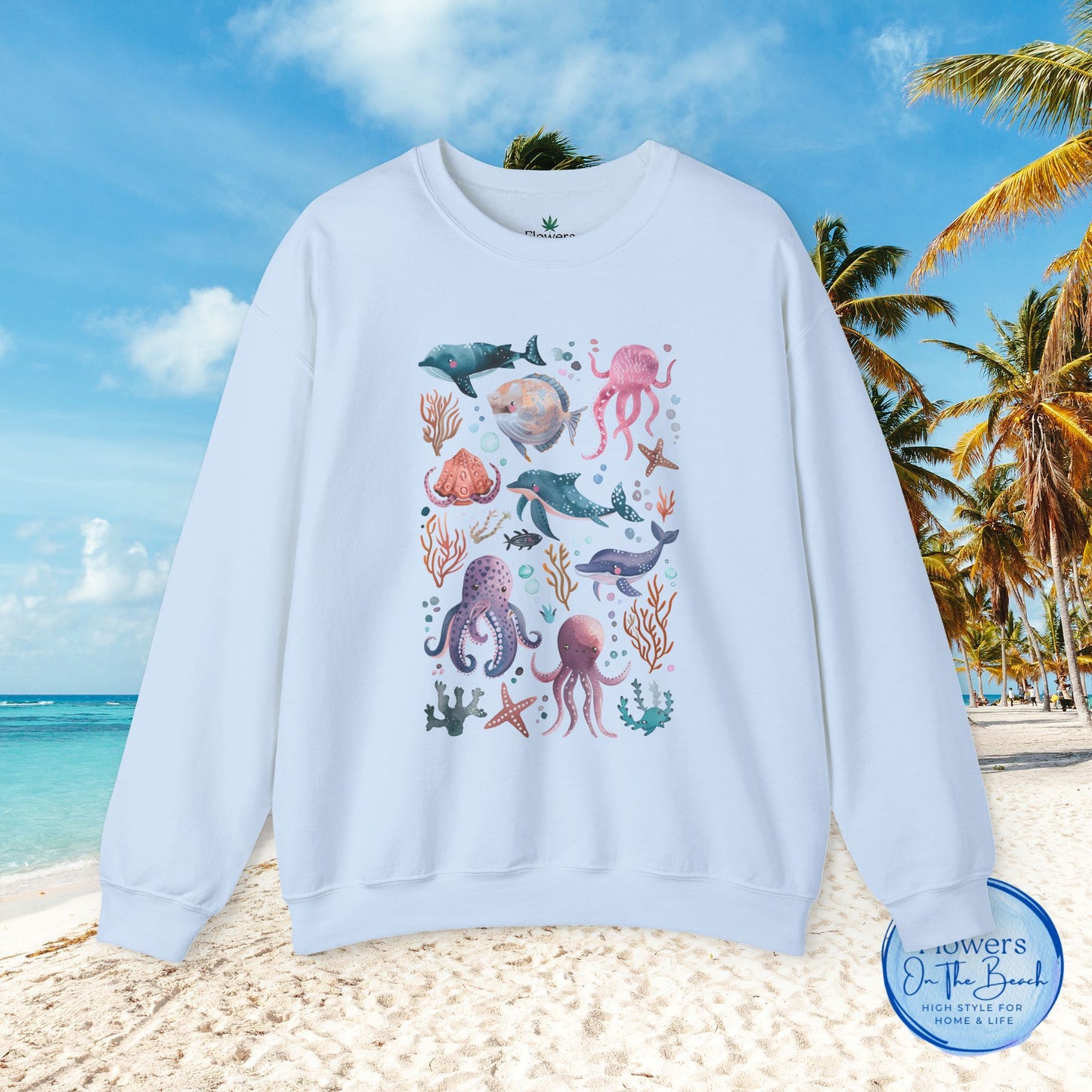 Ocean Lover Sweatshirt, Marine Animals Unisex Crewneck Jumper, Ocean Life Pullover, Nautical Sweatshirt, Sea Creatures Sweater