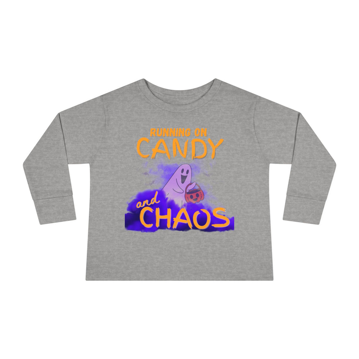 Toddler Long Sleeve Tee - 'Running on Candy and Chaos' Halloween Pumpkin Shirt