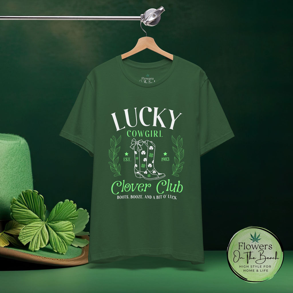 Cowgirl Boots Shamrock Lucky Cowgirl Clover Tee