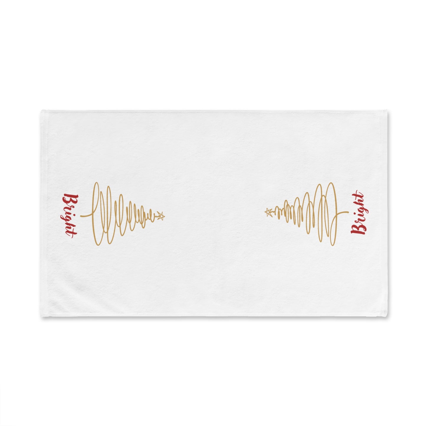 Bright - Minimalist Gold Christmas Tree Hand Towel, Holiday Kitchen Decor, Festive Tea Towel, Modern Xmas Bathroom Towel