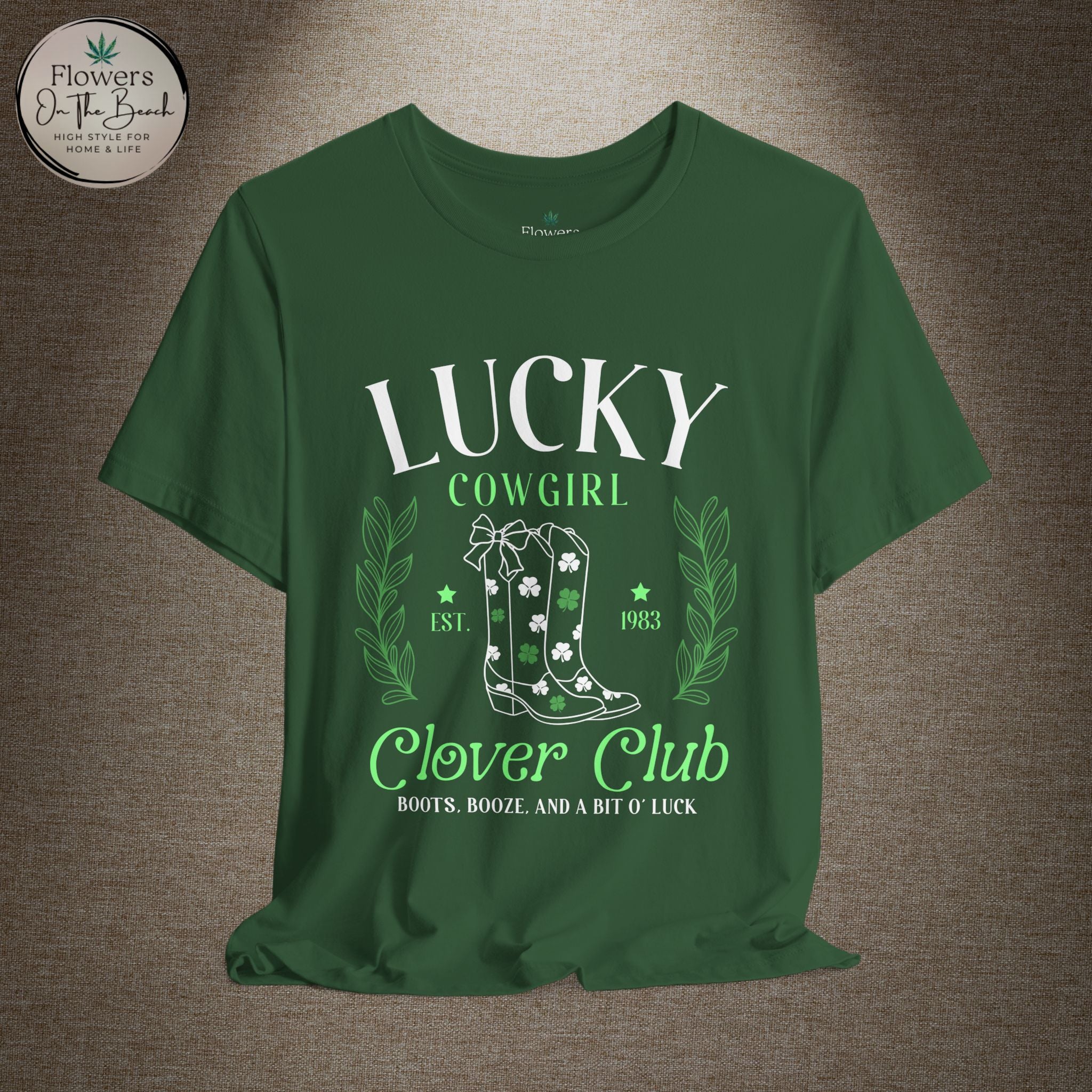 Cowgirl Boots Shamrock Lucky Cowgirl Clover Tee