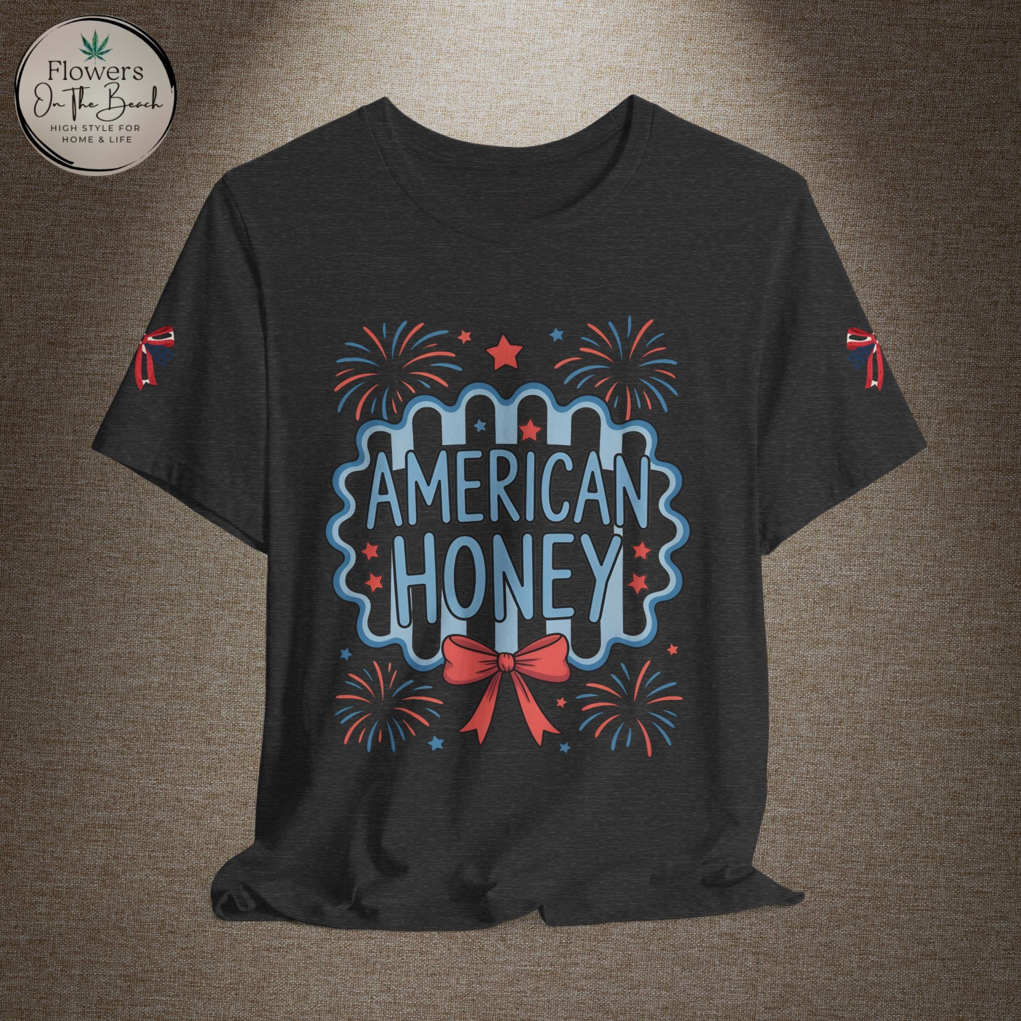 American Honey Fireworks and Bows Tee | Red White Blue Patriotic