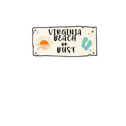 Virginia Beach or Bust Sticker, Colorful Oceanfront Decal, Coastal City Vinyl Decal, Beach Lover Gift, Summer Travel Souvenir, Beach Bum Car