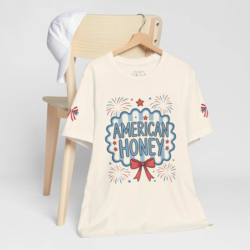 American Honey Fireworks and Bows Tee | Red White Blue Patriotic