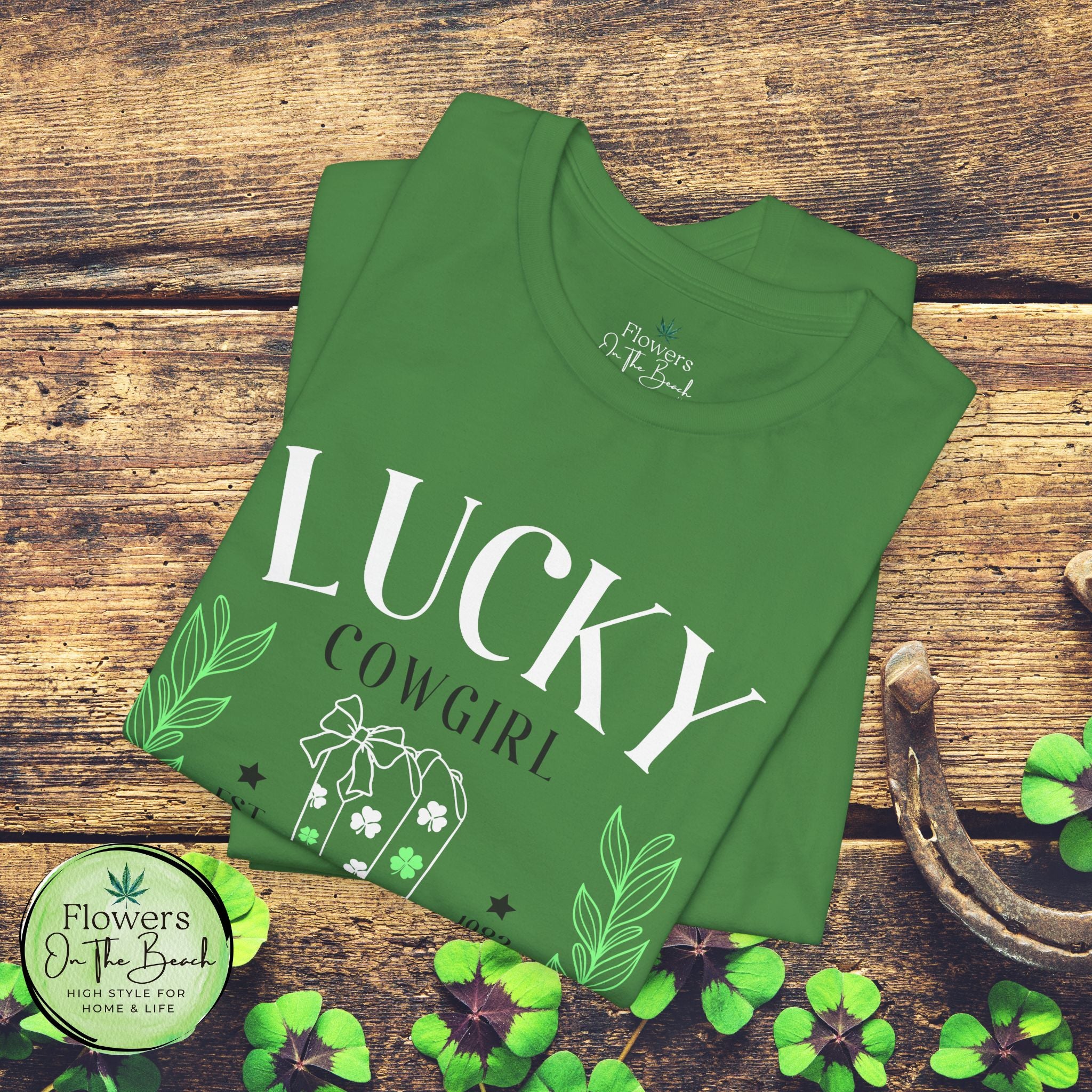 Cowgirl Boots Shamrock Lucky Cowgirl Clover Tee