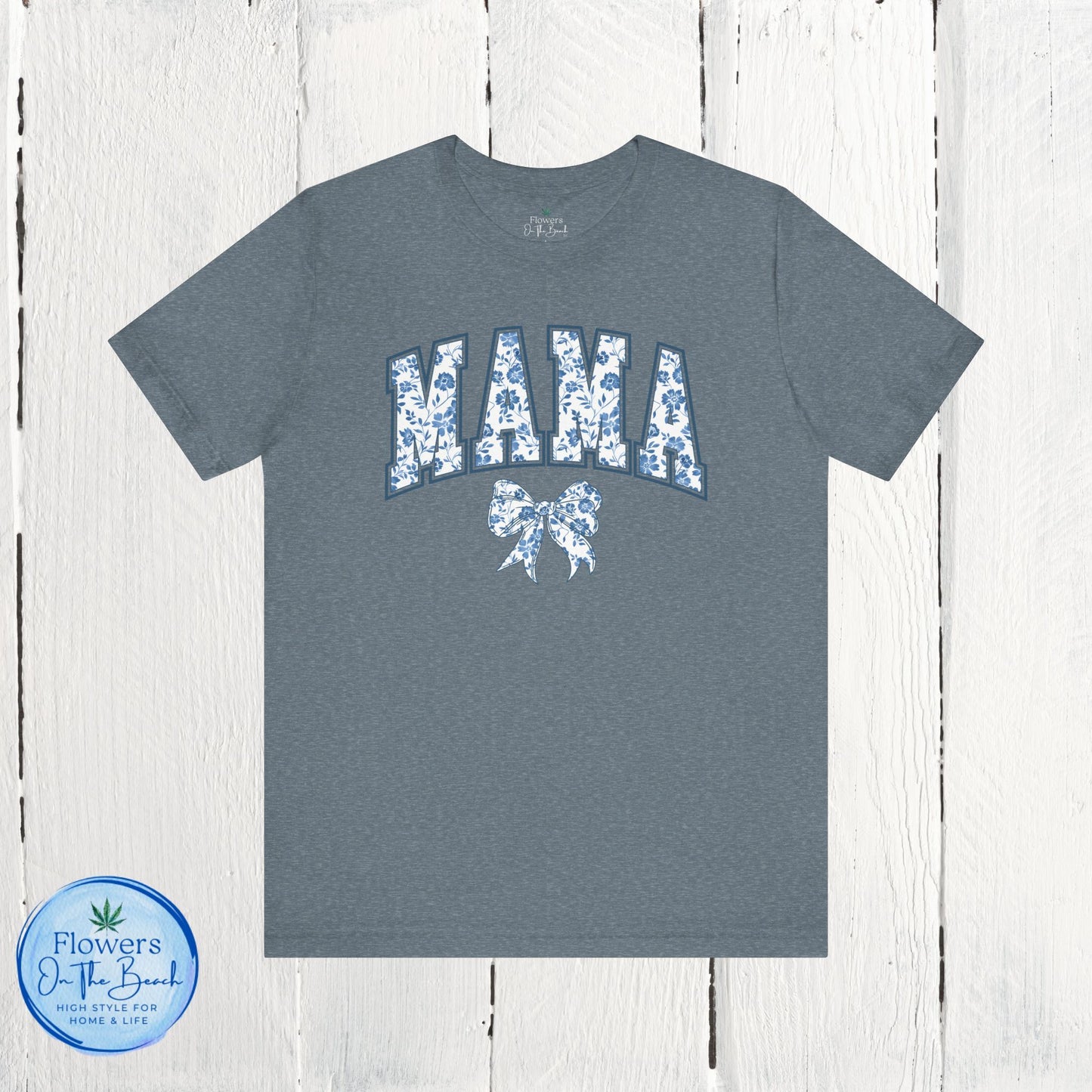 Floral Mama Coquette Blue Flowers T-shirt, Mother's Day Gift, Gift for Her, Mom Apparel, Floral T-shirt, Boy Mom T-shirt