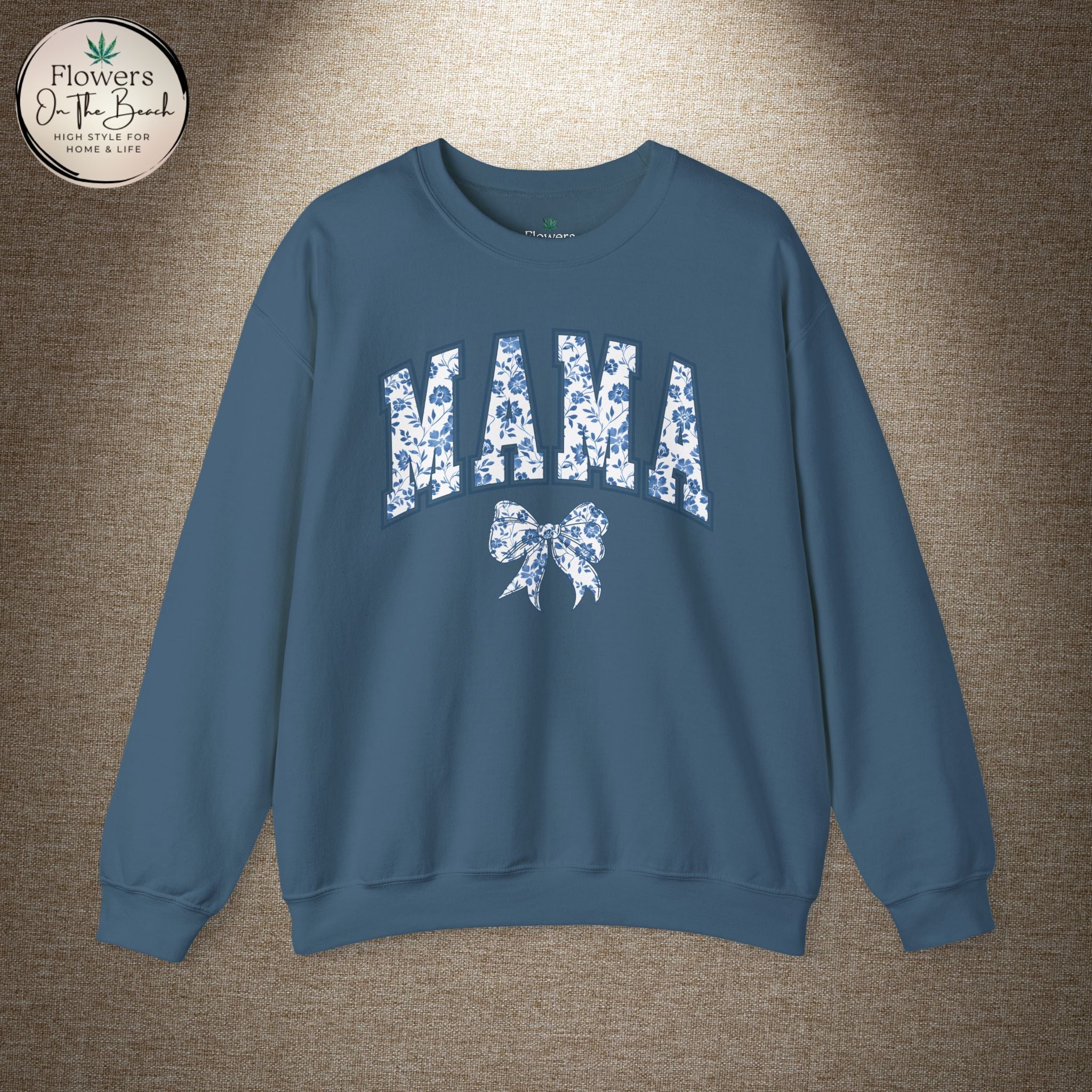 Floral Mama Coquette Blue Flowers Crewneck Sweatshirt